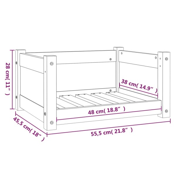 Cama para perros madera maciza de pino blanco 55,5x45,5x28 cm Cama para perros madera maciza de pino blanco 55,5x45,5x28 cm