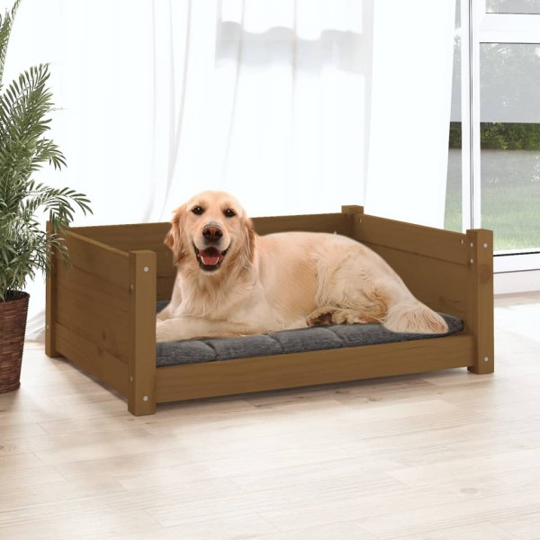 Cama para perros madera maciza pino marrón miel 75,5x55,5x28 cm Cama para perros madera maciza pino marrón miel 75,5x55,5x28 cm