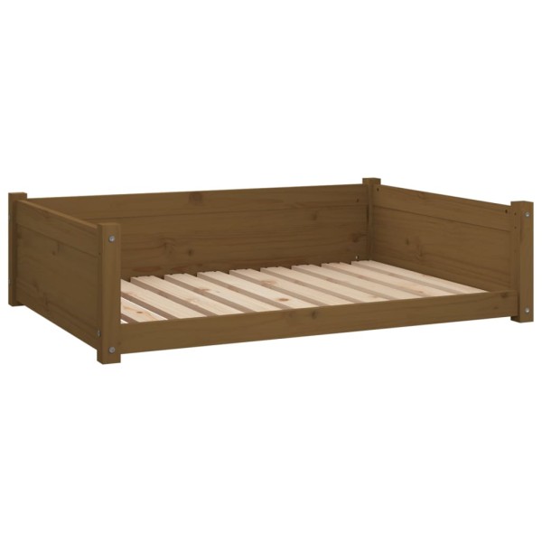 Cama para perros madera maciza pino marrón miel 95,5x65,5x28 cm