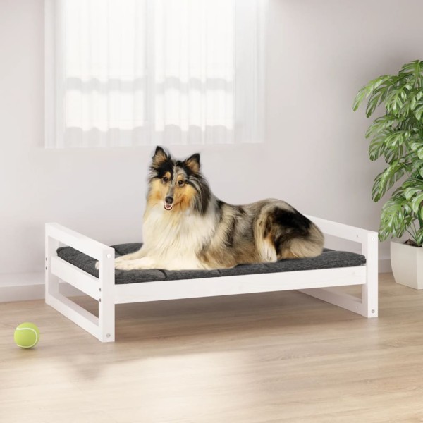 Cama para perros madera maciza de pino blanco 95,5x65,5x28 cm Cama para perros madera maciza de pino blanco 95,5x65,5x28 cm