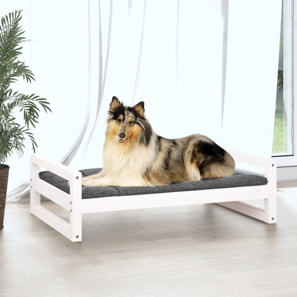Cama para perros madera maciza de pino blanco 95,5x65,5x28 cm Cama para perros madera maciza de pino blanco 95,5x65,5x28 cm