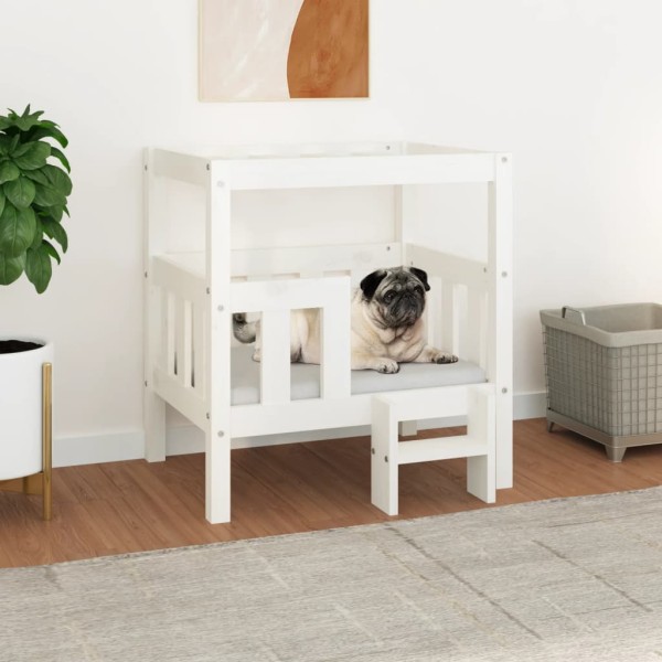 Cama para perros madera maciza de pino blanco 65,5x43x70 cm Cama para perros madera maciza de pino blanco 65,5x43x70 cm