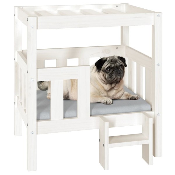 Cama para perros madera maciza de pino blanco 65,5x43x70 cm Cama para perros madera maciza de pino blanco 65,5x43x70 cm