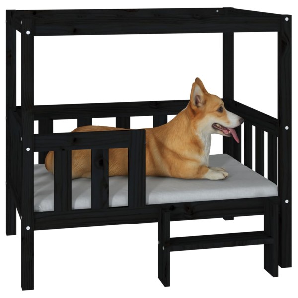 Cama para perros madera maciza de pino negro 95,5x73,5x90 cm Cama para perros madera maciza de pino negro 95,5x73,5x90 cm