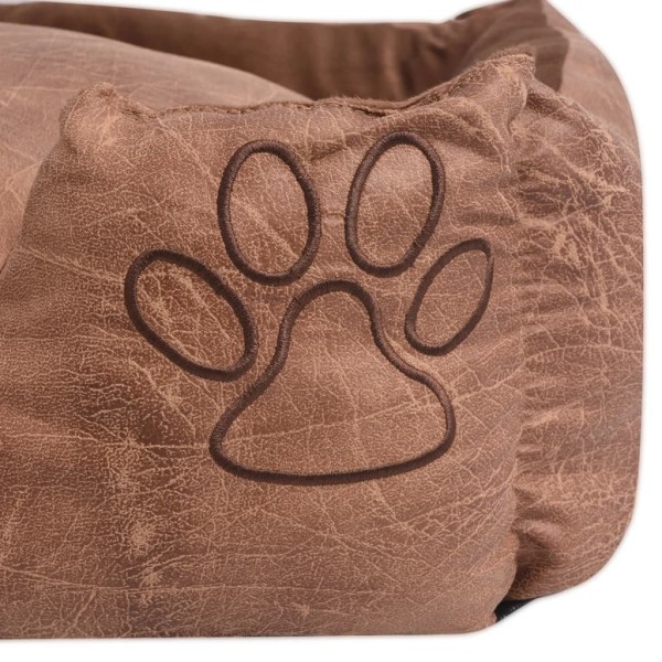 Cama para perro con cojín PU cuero artificial talla M beige Cama para perro con cojín PU cuero artificial talla M beige