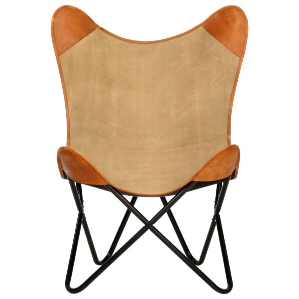 Silla Butterfly mariposa de cuero auténtico marrón y lona Silla Butterfly mariposa de cuero auténtico marrón y lona