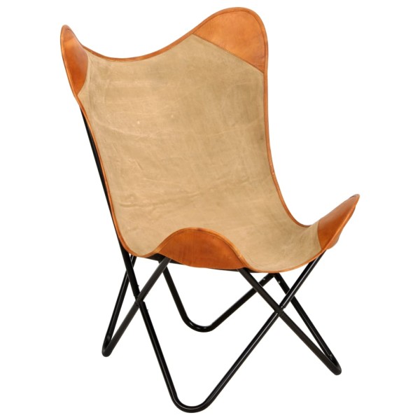 Silla Butterfly mariposa de cuero auténtico marrón y lona Silla Butterfly mariposa de cuero auténtico marrón y lona