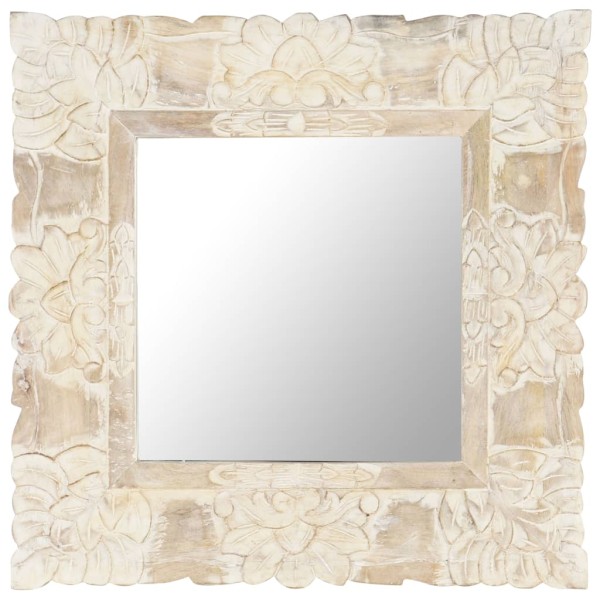 Espejo de madera maciza de mango blanco 50x50 cm Espejo de madera maciza de mango blanco 50x50 cm