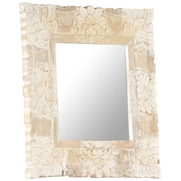Espejo de madera maciza de mango blanco 50x50 cm Espejo de madera maciza de mango blanco 50x50 cm