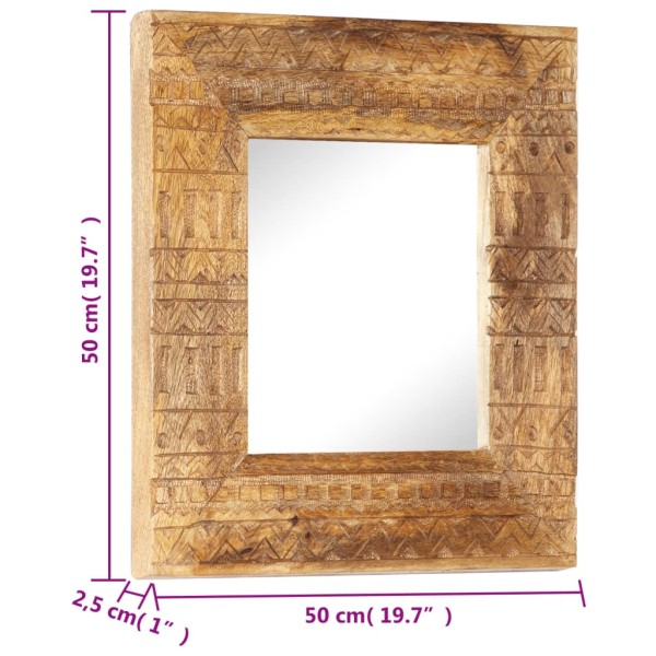 Espejo tallado a mano madera maciza de mango 50x50x2,5 cm