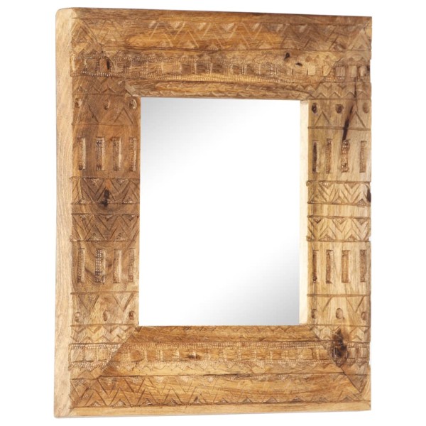 Espejo tallado a mano madera maciza de mango 50x50x2,5 cm