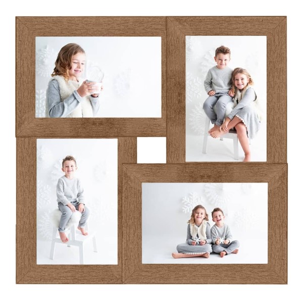 Marco de fotos collage para foto 4x(13x18 cm) marrón claro MDF Marco de fotos collage para foto 4x(13x18 cm) marrón claro MDF
