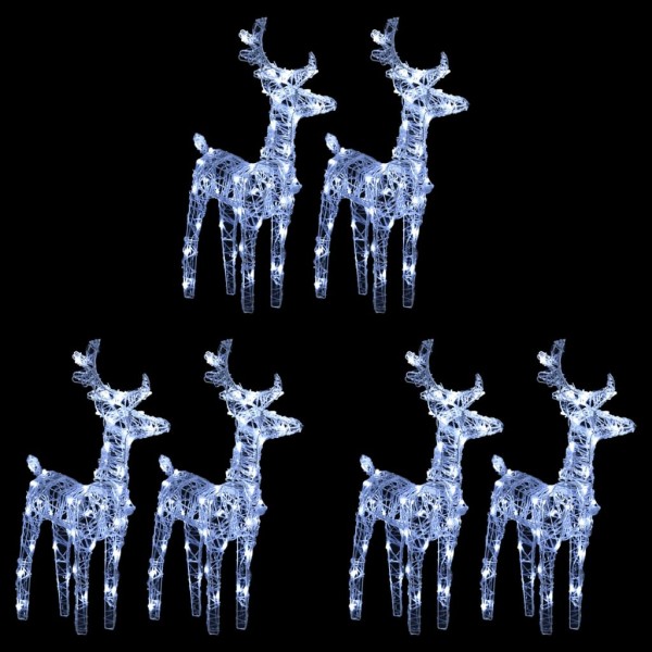 Renos de Navidad 6 unidades 240 LED blanco frío acrílico Renos de Navidad 6 unidades 240 LED blanco frío acrílico