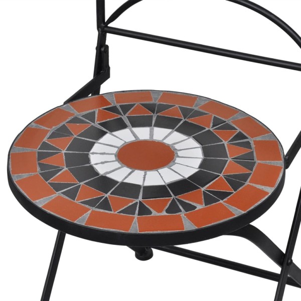 Set mesa y sillas de jardín 3 pzas mosaico terracota y blanco Set mesa y sillas de jardín 3 pzas mosaico terracota y blanco