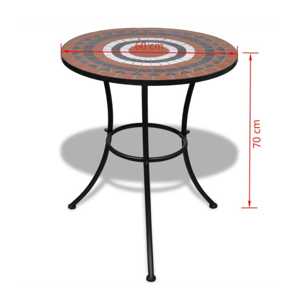 Set mesa y sillas de jardín 3 pzas mosaico terracota y blanco Set mesa y sillas de jardín 3 pzas mosaico terracota y blanco