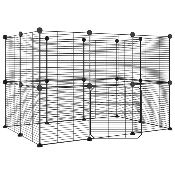 Jaula para mascotas de 20 paneles puerta acero negro 35x35 cm Jaula para mascotas de 20 paneles puerta acero negro 35x35 cm