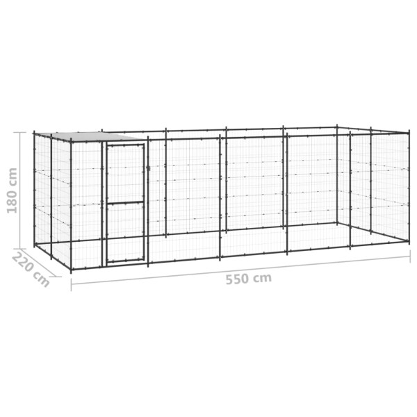 Perrera de exterior de acero con techo 12,1 m² Perrera de exterior de acero con techo 12,1 m²