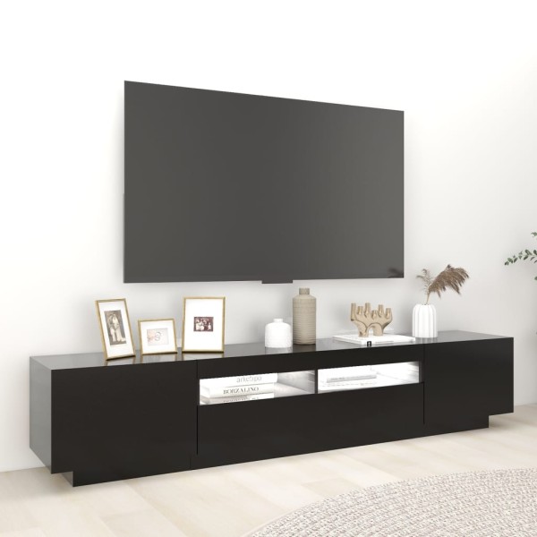 Mueble para TV con luces LED negro 200x35x40 cm Mueble para TV con luces LED negro 200x35x40 cm