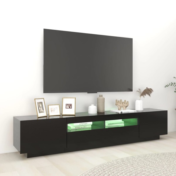 Mueble para TV con luces LED negro 200x35x40 cm Mueble para TV con luces LED negro 200x35x40 cm