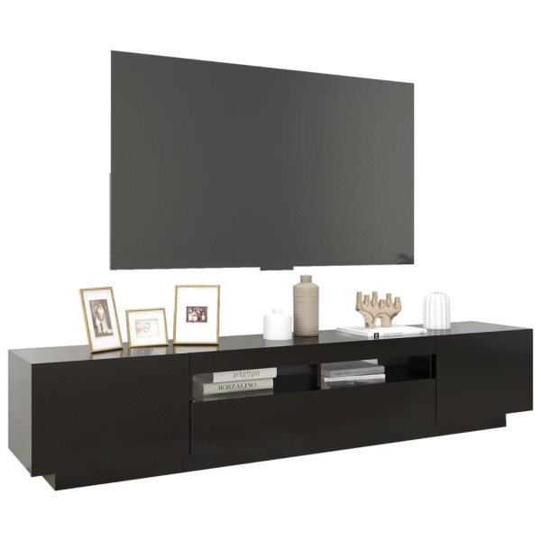 Mueble para TV con luces LED negro 200x35x40 cm Mueble para TV con luces LED negro 200x35x40 cm