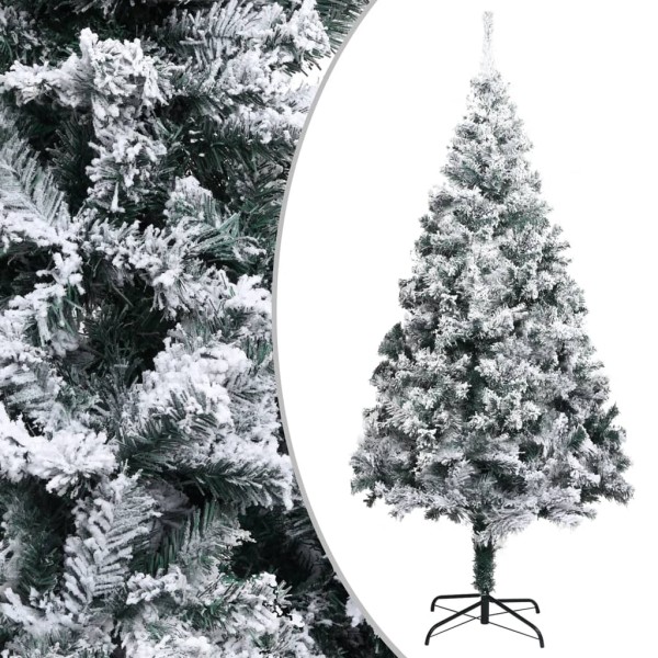 Árbol de Navidad con luces LEDs, bolas y nieve verde 300 cm