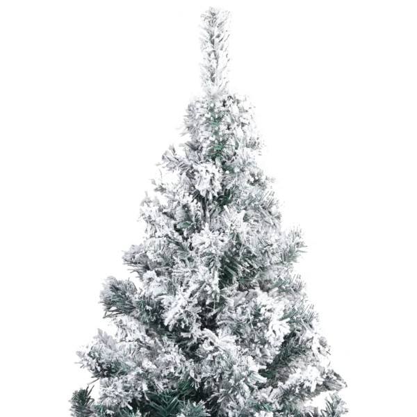 Árbol de Navidad con luces LEDs, bolas y nieve verde 300 cm