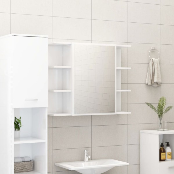 Juego muebles de baño 3 pzas madera de ingeniería blanco brillo Juego muebles de baño 3 pzas madera de ingeniería blanco brillo