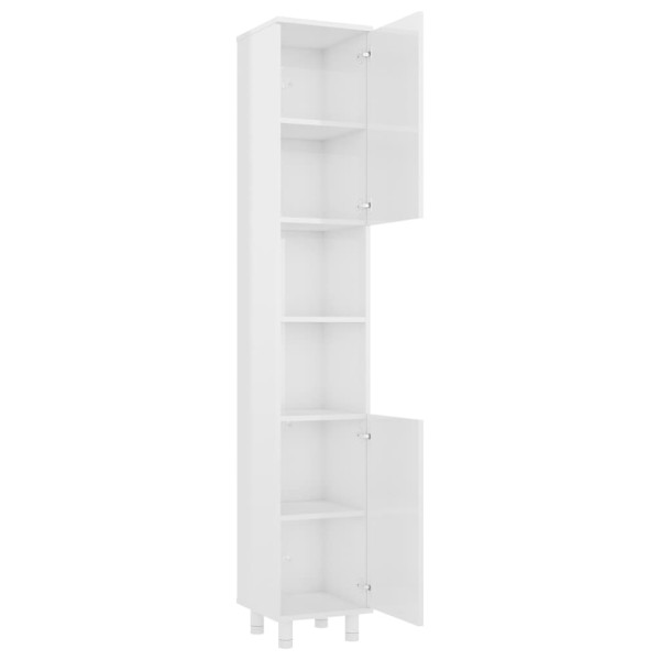 Juego muebles de baño 3 pzas madera de ingeniería blanco brillo Juego muebles de baño 3 pzas madera de ingeniería blanco brillo