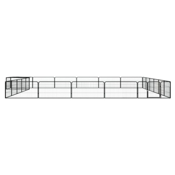 Jaula perros 24 paneles acero recubierto polvo negro 100x50 cm Jaula perros 24 paneles acero recubierto polvo negro 100x50 cm