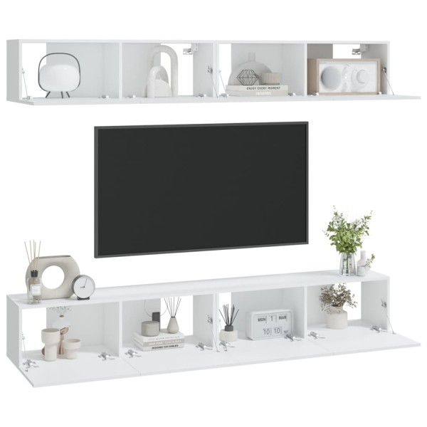 Muebles de TV 4 piezas blanco 100x30x30 cm Muebles de TV 4 piezas blanco 100x30x30 cm