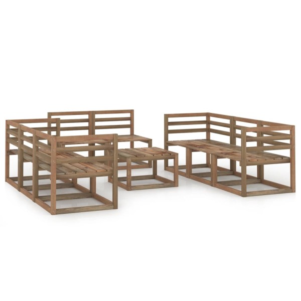 Muebles de jardín 9 pzas cojines madera pino impregnada marrón