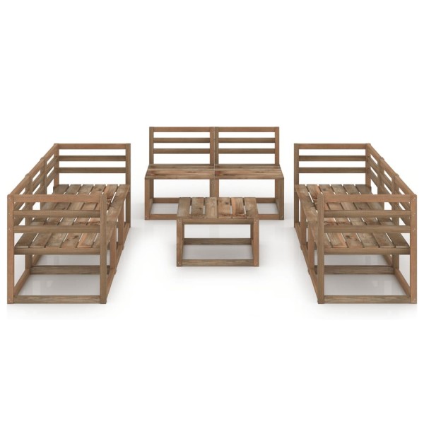 Muebles de jardín 9 pzas cojines madera pino impregnada marrón