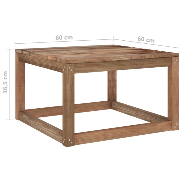 Muebles de jardín 9 pzas cojines madera pino impregnada marrón
