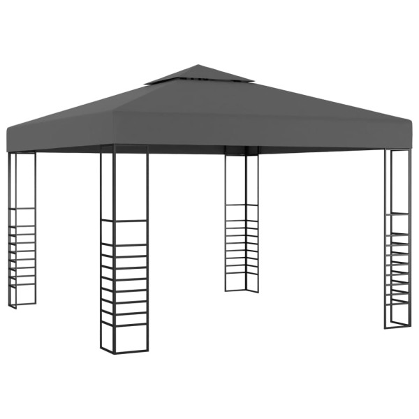 Carpa cenador de jardín con tira de luces LED 3x3 m antracita Carpa cenador de jardín con tira de luces LED 3x3 m antracita