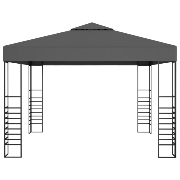 Carpa cenador de jardín con tira de luces LED 3x3 m antracita Carpa cenador de jardín con tira de luces LED 3x3 m antracita