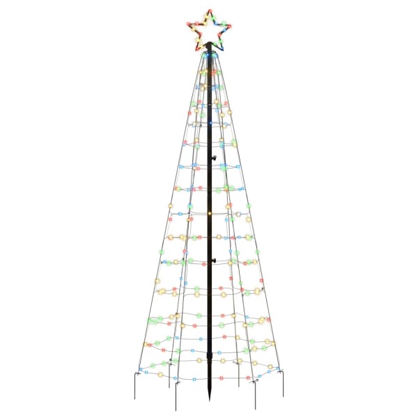 Árbol de Navidad cono con estacas 220 LEDs de colores 180 cm Árbol de Navidad cono con estacas 220 LEDs de colores 180 cm