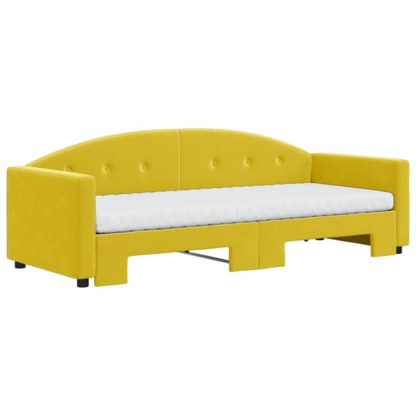 Sofá cama nido con cajones terciopelo amarillo 80x200 cm Sofá cama nido con cajones terciopelo amarillo 80x200 cm