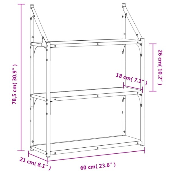 Estantería de pared madera ingeniería roble Sonoma 60x21x78,5cm