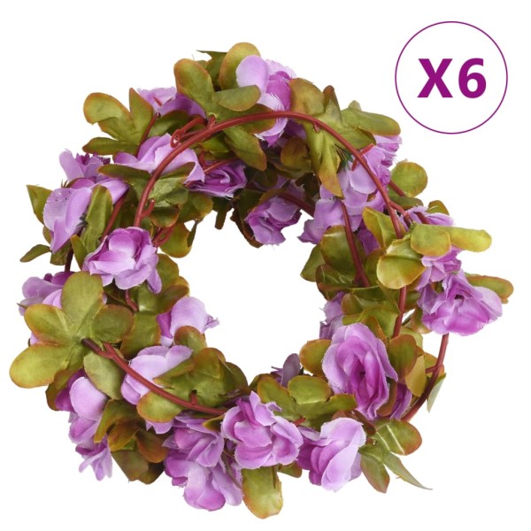 Guirnaldas de flores artificiales 6 uds morado claro 250 cm Guirnaldas de flores artificiales 6 uds morado claro 250 cm