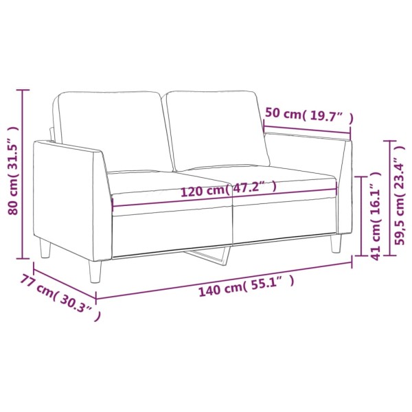 Sofá de 2 plazas de cuero sintético color capuchino 120 cm