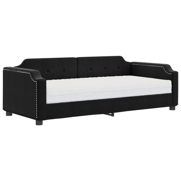 Sofá cama con colchón tela negro 90x200 cm Sofá cama con colchón tela negro 90x200 cm