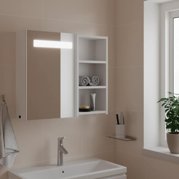 Mueble de baño con espejo y luz LED blanco 60x13x52 cm Mueble de baño con espejo y luz LED blanco 60x13x52 cm