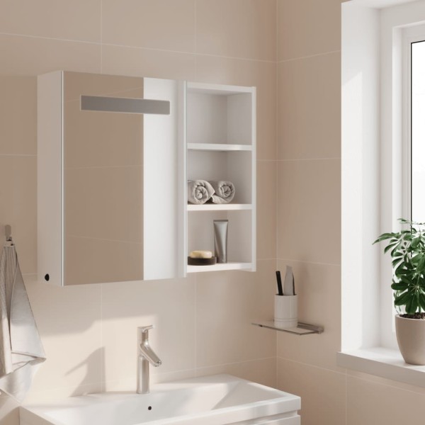 Mueble de baño con espejo y luz LED blanco 60x13x52 cm Mueble de baño con espejo y luz LED blanco 60x13x52 cm
