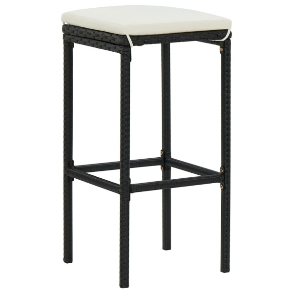Taburetes de cocina con cojines 6 uds ratán sintético negro Taburetes de cocina con cojines 6 uds ratán sintético negro