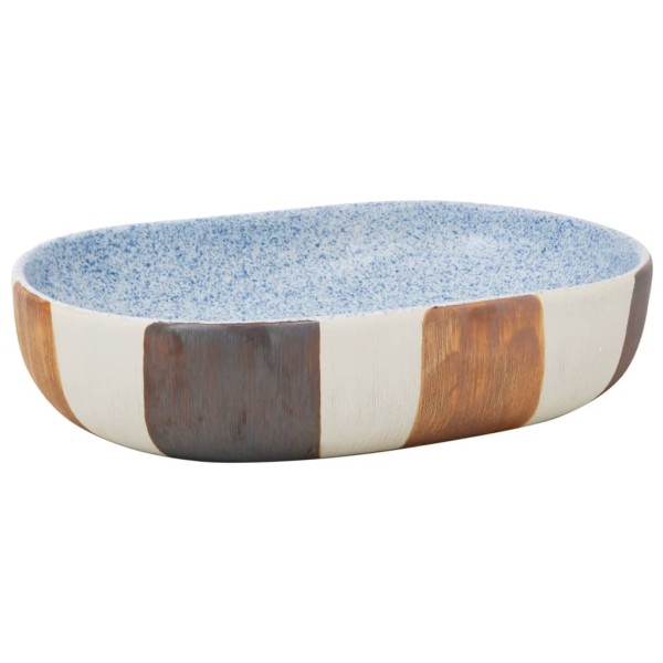 Lavabo sobre encimera ovalado cerámica multicolor 59x40x14 cm Lavabo sobre encimera ovalado cerámica multicolor 59x40x14 cm