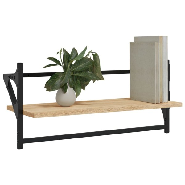 Estantes de pared con barras 2 uds roble Sonoma 65x25x30 cm Estantes de pared con barras 2 uds roble Sonoma 65x25x30 cm