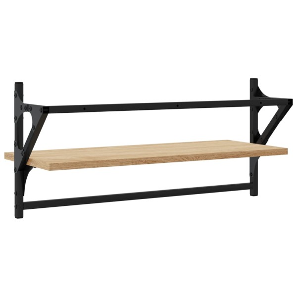 Estantes de pared con barras 2 uds roble Sonoma 65x25x30 cm Estantes de pared con barras 2 uds roble Sonoma 65x25x30 cm