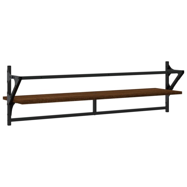 Estantes de pared con barras 2 uds marrón roble 100x25x30 cm Estantes de pared con barras 2 uds marrón roble 100x25x30 cm