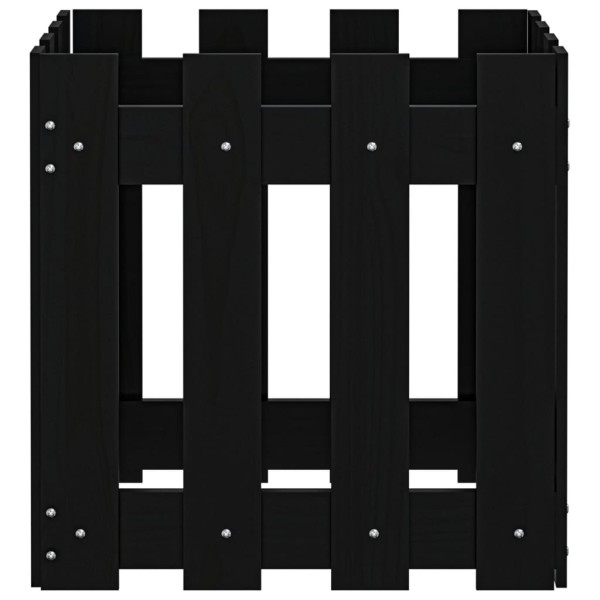 Jardinera diseño de valla madera maciza pino negra 40x40x40 cm Jardinera diseño de valla madera maciza pino negra 40x40x40 cm