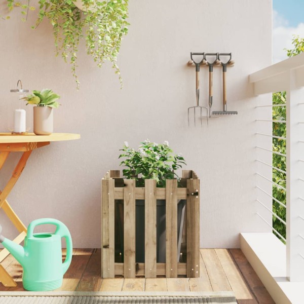 Jardinera diseño de valla madera de pino impregnada 50x50x50 cm Jardinera diseño de valla madera de pino impregnada 50x50x50 cm